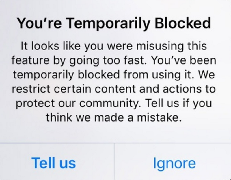 Instagram Temporary Action Blocked